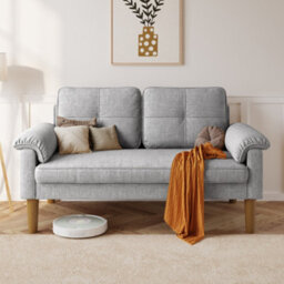 Bealife 2-Seater Sofa With Armrest And Side Pocket, Modern Fabric, 145 X 77 X 77 Cm - thumbnail 1