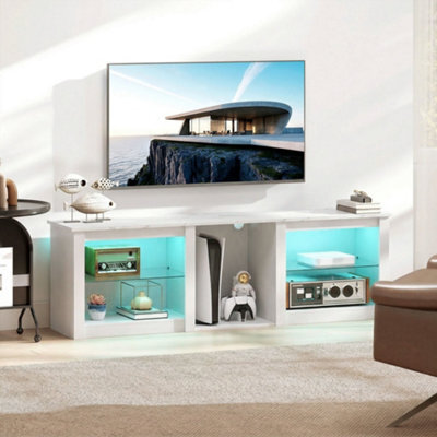 Homcom 160Cm Tv Unit W/ Led Lights For 70In Tv Modern Tv Stand Cabinet - image 1