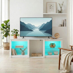 Homcom 160Cm Tv Unit W/ Led Lights For 70In Tv Modern Tv Stand Cabinet - thumbnail 9