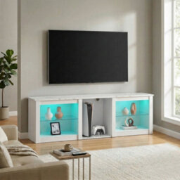 Homcom 160Cm Tv Unit W/ Led Lights For 70In Tv Modern Tv Stand Cabinet - thumbnail 8