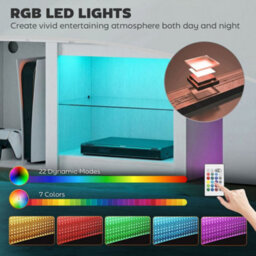 Homcom 160Cm Tv Unit W/ Led Lights For 70In Tv Modern Tv Stand Cabinet - thumbnail 4
