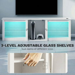 Homcom 160Cm Tv Unit W/ Led Lights For 70In Tv Modern Tv Stand Cabinet - thumbnail 6