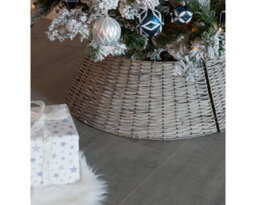 Everlands Three Piece Grey Wicker Christmas Tree Skirt Woven Wicker Willow Tree Ring Cover 57Cm X 28Cm