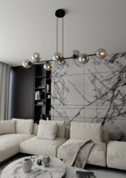 Emibig Lighting Emibig Rossi Pendant Lamp  8 X E14 Black With Graphite Shade - thumbnail 8