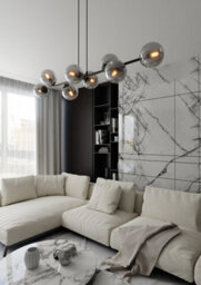 Emibig Lighting Emibig Rossi Pendant Lamp  8 X E14 Black With Graphite Shade - thumbnail 9