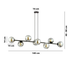 Emibig Lighting Emibig Rossi Pendant Lamp  8 X E14 Black With Graphite Shade - thumbnail 2