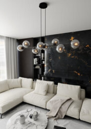 Emibig Lighting Emibig Rossi Pendant Lamp  8 X E14 Black With Graphite Shade - thumbnail 6