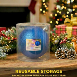 Shatchi 20Cm Dark Blue Glitter Christmas Bauble - Christmas Tree & Home Décor Ornament - thumbnail 9