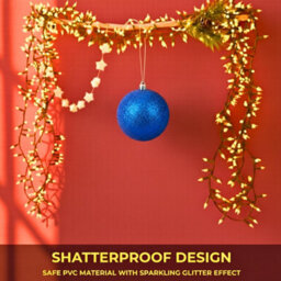 Shatchi 20Cm Dark Blue Glitter Christmas Bauble - Christmas Tree & Home Décor Ornament - thumbnail 7