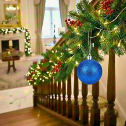 Shatchi 20Cm Dark Blue Glitter Christmas Bauble - Christmas Tree & Home Décor Ornament - thumbnail 2