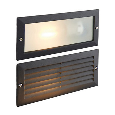 Luminosa Lighting Luminosa Eco Outdoor Plain & Louvre Ip44 40W Textured Black Paint & Frosted Glass - image 1