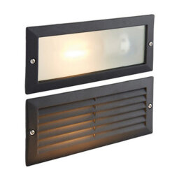 Luminosa Lighting Luminosa Eco Outdoor Plain & Louvre Ip44 40W Textured Black Paint & Frosted Glass