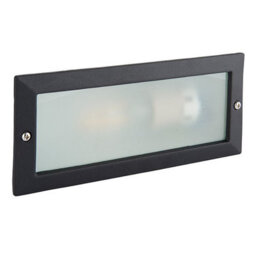 Luminosa Lighting Luminosa Eco Outdoor Plain & Louvre Ip44 40W Textured Black Paint & Frosted Glass - thumbnail 3