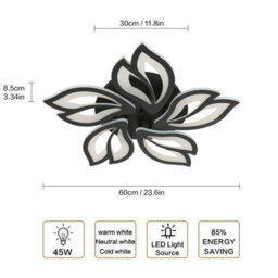 Pheashine Modern Led Ceiling Light Dimmable, With Remote Control 3000K-6500K,for Living Room Bedroom Kitchen Dining Room - thumbnail 4