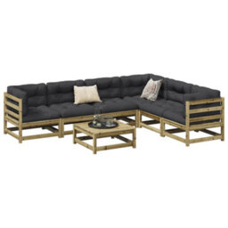 Berkfield 7 Piece Garden Sofa Set Impregnated Wood Pine - thumbnail 1