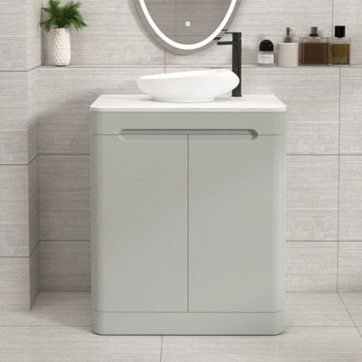 Royal Bathrooms Venice 700mm Dove Grey Freestanding Bathroom Countertop Vanity Unit 2 Door With Nova Basin - image 1