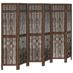 Vidaxl Room Divider 6 Panels Dark Brown Solid Wood Paulownia - thumbnail 2
