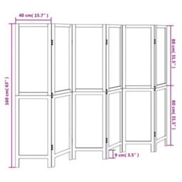 Vidaxl Room Divider 6 Panels Dark Brown Solid Wood Paulownia - thumbnail 3