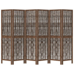 Vidaxl Room Divider 6 Panels Dark Brown Solid Wood Paulownia - thumbnail 4