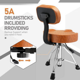 Brown Drum Throne With Backrest Hydraulic Drum Stool Adjustable Height For Drummers - thumbnail 4