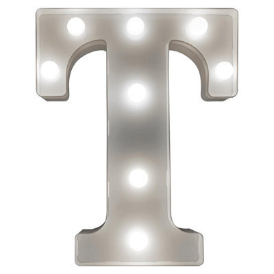Battery Powered 3D Letter T Led Light - Freestanding Or Wall Mounted Alphabet Lighting Home Or Party Decoration - H22 X W14 X D3Cm