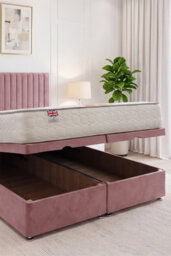 "Knight Sleep Emily Ottoman Bed Pink Plush 4Ft With Mattress & 24""headboard - Small Double" - thumbnail 2