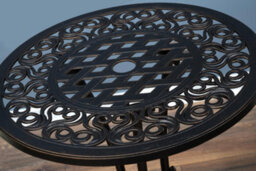 Sh&g Penryhn 2 Seat Bistro Set - 3 Piece Round Table & Chairs - Antique Bronze Cast Aluminium With Cream Cushions -  Outdoor - thumbnail 6