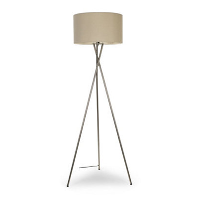 Valuelights Camden Chrome Tripod Floor Lamp With Charcoal Drum Shade And Bulb - image 1