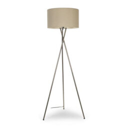 Valuelights Camden Chrome Tripod Floor Lamp With Charcoal Drum Shade And Bulb