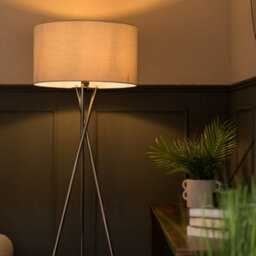 Valuelights Camden Chrome Tripod Floor Lamp With Charcoal Drum Shade And Bulb - thumbnail 5