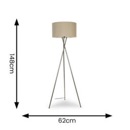Valuelights Camden Chrome Tripod Floor Lamp With Charcoal Drum Shade And Bulb - thumbnail 6
