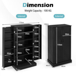 Costway Kitchen Pantry Cabinet 120Cm Food Pantry Cabinet With Doors - thumbnail 3