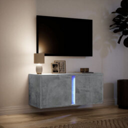 Berkfield Tv Wall Cabinet With Led Lights Concrete Grey 80X31X35 Cm - thumbnail 5