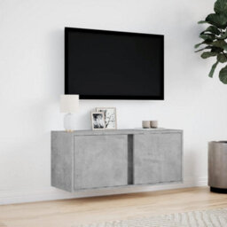 Berkfield Tv Wall Cabinet With Led Lights Concrete Grey 80X31X35 Cm - thumbnail 4