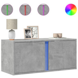 Berkfield Tv Wall Cabinet With Led Lights Concrete Grey 80X31X35 Cm - thumbnail 2