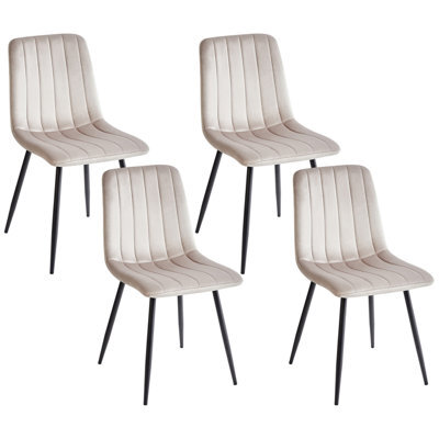 Beliani Set Of 4 Dining Chairs Kalispell Velvet Beige - image 1