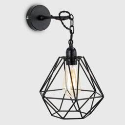 Valuelights Huber Industrial Satin Black Wall Ceiling Light Fitting With Black Metal Cage Shade - thumbnail 7