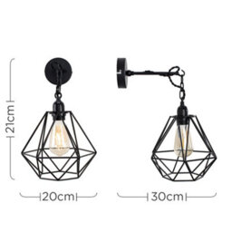 Valuelights Huber Industrial Satin Black Wall Ceiling Light Fitting With Black Metal Cage Shade - thumbnail 8