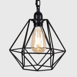 Valuelights Huber Industrial Satin Black Wall Ceiling Light Fitting With Black Metal Cage Shade - thumbnail 3