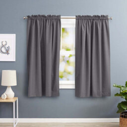 Oxford Homeware Grey 230 Gsm Blackout Curtain Thermal Insulated Pencil Pleat For Window Curtain Pair (W)117Cm X (L)137Cm - thumbnail 1