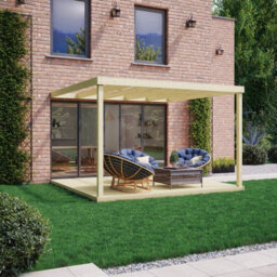 Rutland County Garden Furniture Box Wall Mounted Pergola And Decking Kit - Wood - L240 X W240 X H270 Cm - Light Green