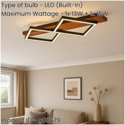 Loops Stylish Led Semi-Flush Ceiling Light In Black And Brown Rustic Design For Modern Homes - thumbnail 2