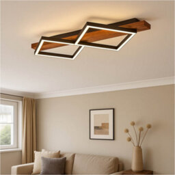 Loops Stylish Led Semi-Flush Ceiling Light In Black And Brown Rustic Design For Modern Homes