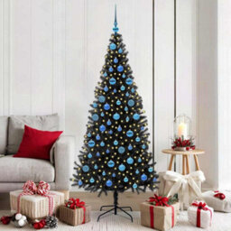 Vidaxl Christmas Tree With 300 Leds With Stand Black 180 Cm Pvc