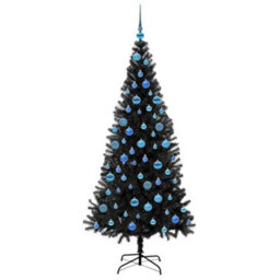 Vidaxl Christmas Tree With 300 Leds With Stand Black 180 Cm Pvc - thumbnail 4