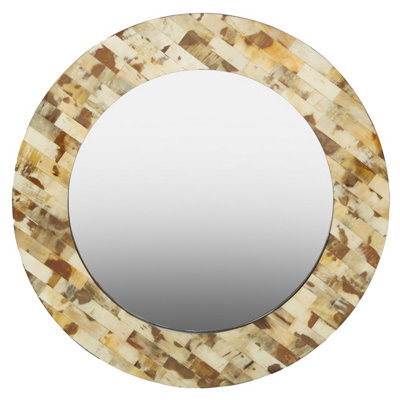 Orsina Round Cream Mother Of Pearl Wall Mirror - image 1