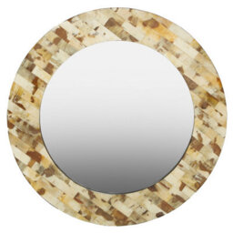 Orsina Round Cream Mother Of Pearl Wall Mirror - thumbnail 1