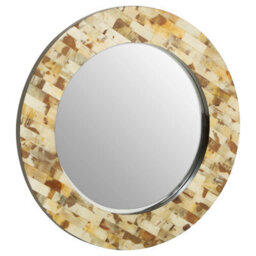 Orsina Round Cream Mother Of Pearl Wall Mirror - thumbnail 2