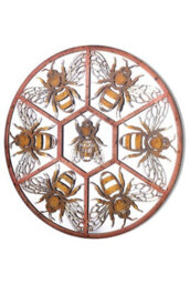 Mirroroutlet Metal Circular Decorative Bumble Bee Window Garden Mirror 80Cmx 80Cm - thumbnail 3