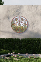 Mirroroutlet Metal Circular Decorative Bumble Bee Window Garden Mirror 80Cmx 80Cm - thumbnail 2